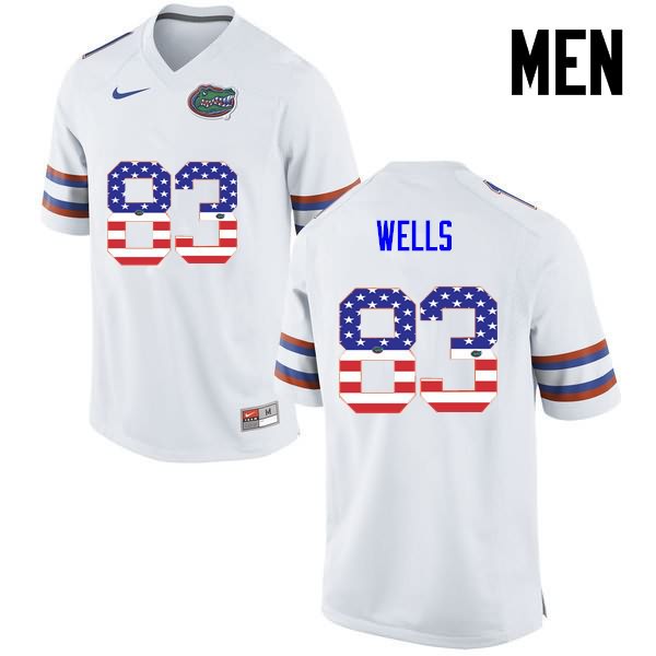 Men's NCAA Florida Gators Rick Wells #83 Stitched Authentic USA Flag Fashion Nike White College Football Jersey XJK6665MO